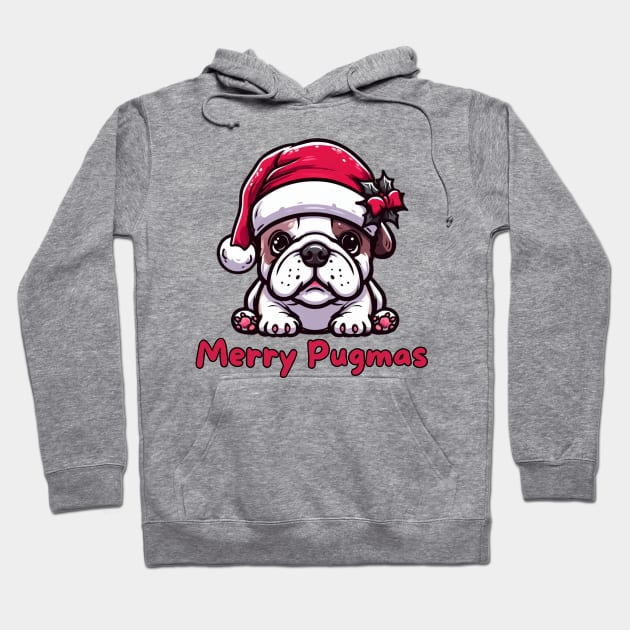 Merry Pugmas Funny Christmas Pug Dog Pet Puppy Xmas Secret  Santa Hoodie by Japanese Fever